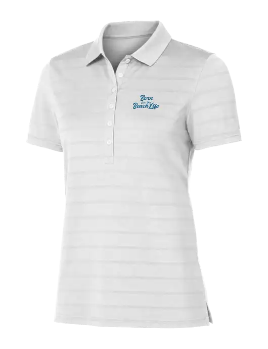 Callaway Womens Bright White Ventilated Polo w/Beach Life Text Logo
