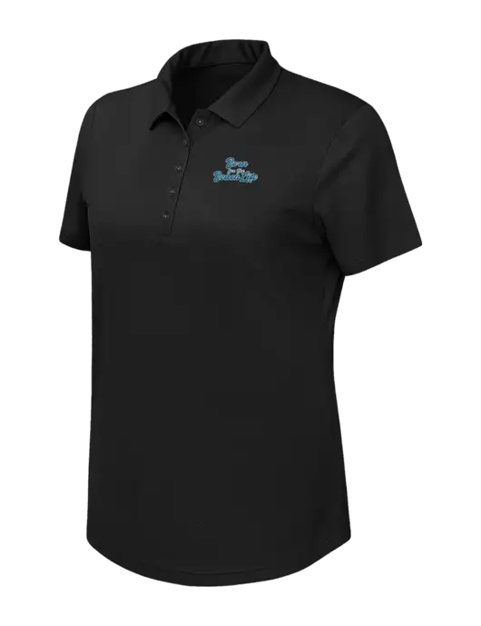 Callaway Womens Birdseye Black Polo w/Beach Life Text Logo