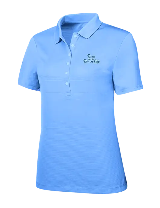 Callaway Womens Ottoman Light Blue Polo w/Beach Life Text Logo