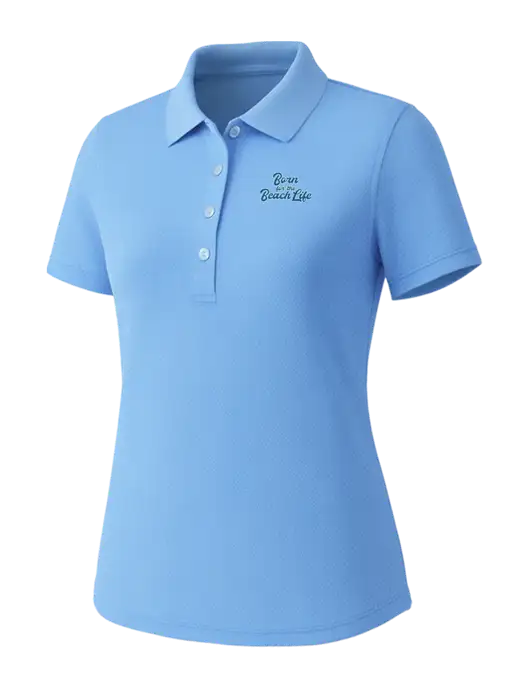 Callaway Womens Core Light Blue Performance Polo w/Beach Life Text Logo
