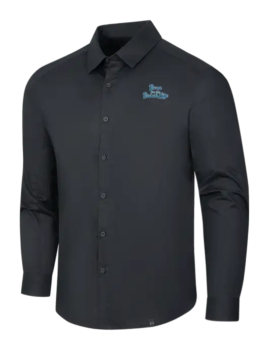 OGIO Black Commuter Woven Shirt w/Beach Life Text Logo