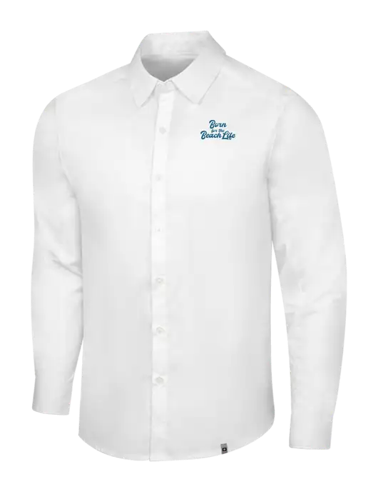 OGIO White Commuter Woven Shirt w/Beach Life Text Logo