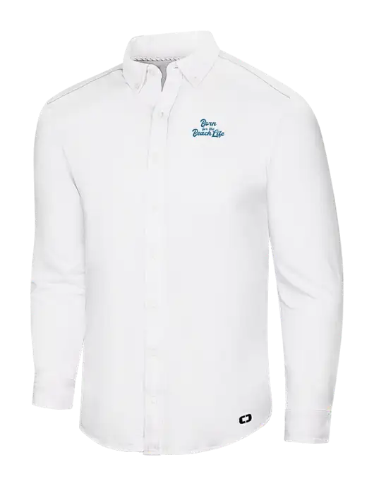 OGIO Bright White Modern Code Stretch Button-Up Shirt w/Beach Life Text Logo