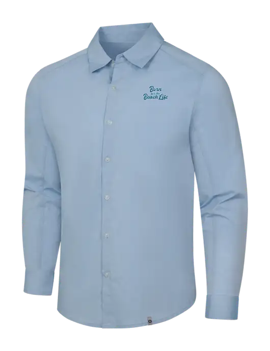 OGIO Light Blue Commuter Woven Shirt w/Beach Life Text Logo