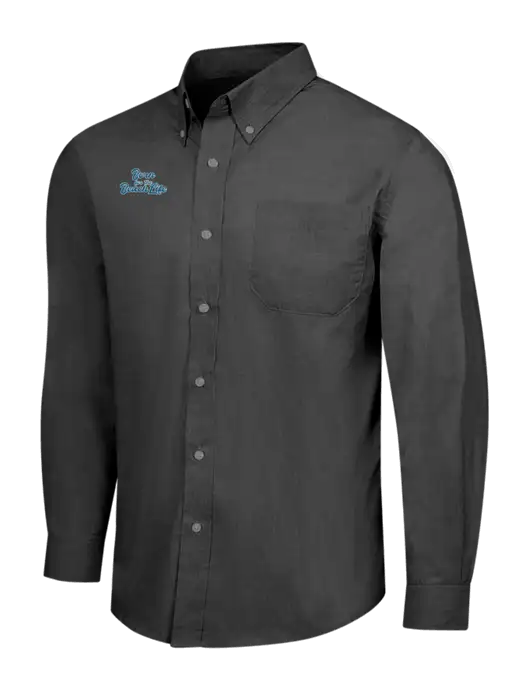 Soft Black Crosshatch Easy Care Shirt w/Beach Life Text Logo