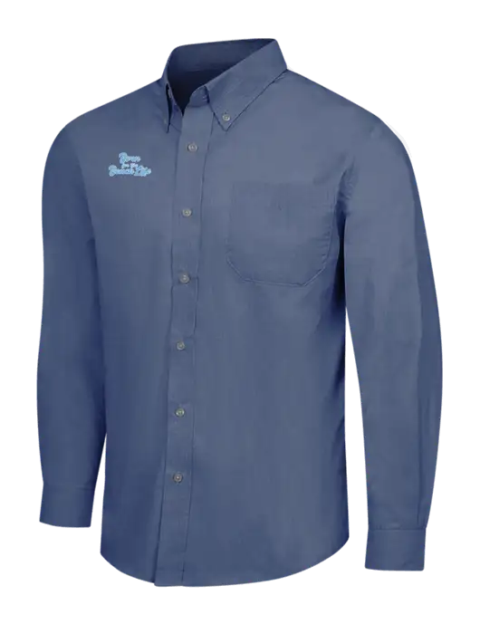 Light Navy Crosshatch Easy Care Shirt w/Beach Life Text Logo