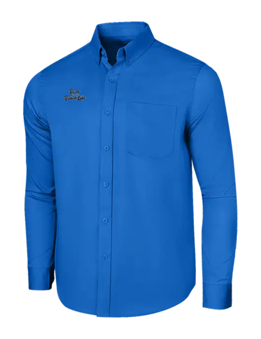 Long Sleeve Royal Blue Superpro React Twill Shirt w/Beach Life Text Logo