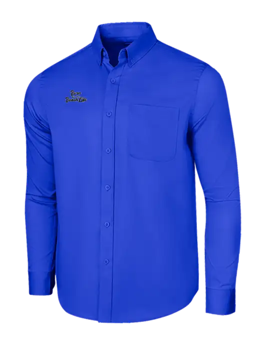 Long Sleeve Dark Royal Superpro React Twill Shirt w/Beach Life Text Logo