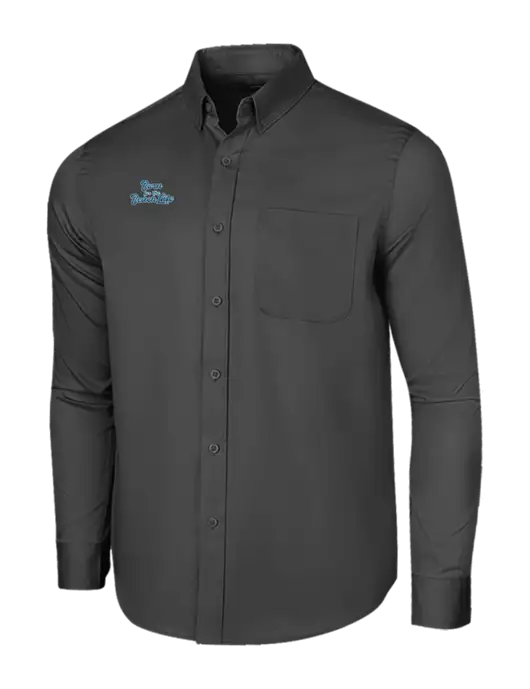 Long Sleeve Dark Grey Superpro React Twill Shirt w/Beach Life Text Logo