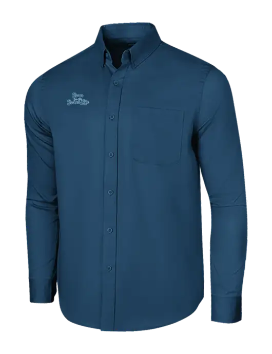 Long Sleeve Light Navy Superpro React Twill Shirt w/Beach Life Text Logo
