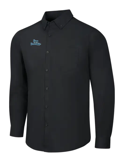 Black Long Sleeve Carefree Poplin Shirt w/Beach Life Text Logo