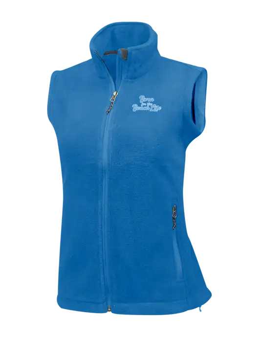 Royal Womens Fleece Vest w/Beach Life Text Logo