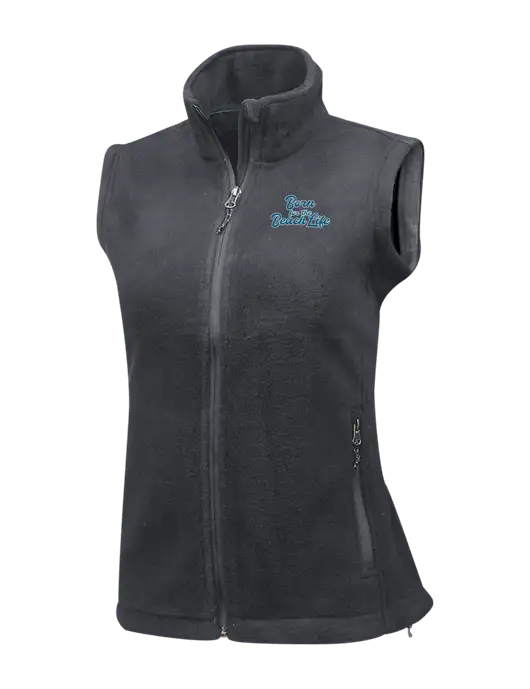 Medium Grey Womens Fleece Vest w/Beach Life Text Logo