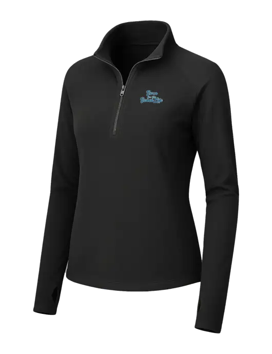 Womens Black Microfleece 1/2 Zip Pullover w/Beach Life Text Logo