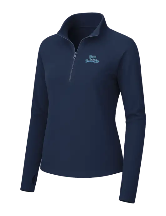 Womens Navy Microfleece 1/2 Zip Pullover w/Beach Life Text Logo