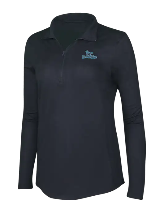 Black Triad Solid Womens Posicharge Tri-Blend Wicking 1/4 Zip Pullover w/Beach Life Text Logo