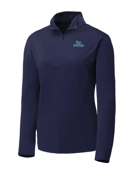 Navy Womens Posicharge Competitor ¼ Zip Pullover w/Beach Life Text Logo