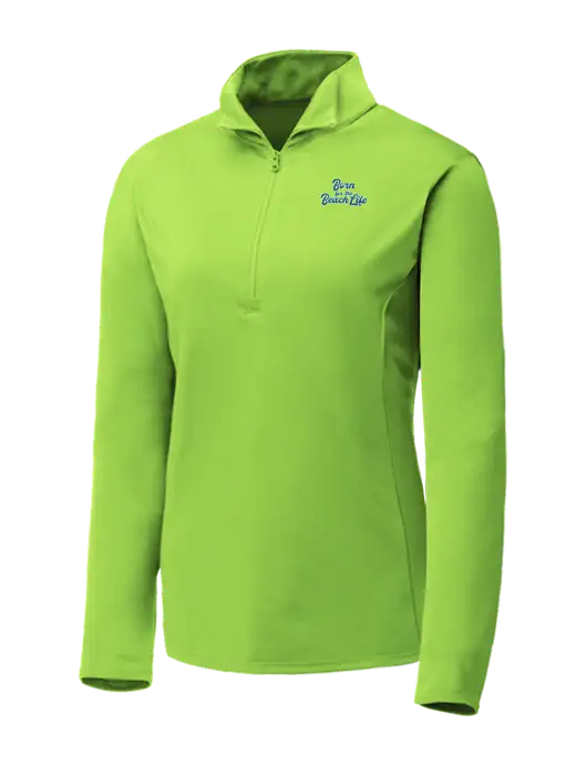 Lime Shock Womens Posicharge Competitor ¼ Zip Pullover w/Beach Life Text Logo
