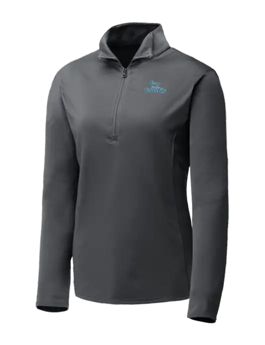 Dark Grey Womens Posicharge Competitor ¼ Zip Pullover w/Beach Life Text Logo