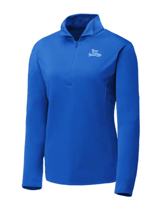 Dark Royal Womens Posicharge Competitor ¼ Zip Pullover w/Beach Life Text Logo