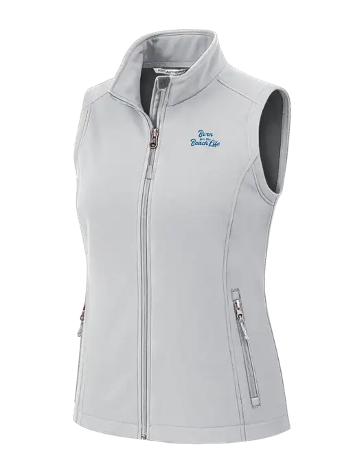 Marshmellow Womens Core Soft Shell Vest w/Beach Life Text Logo