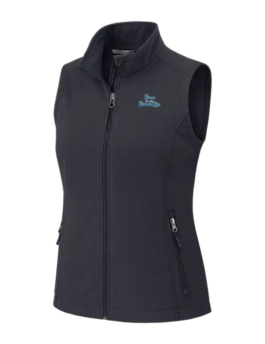Charcoal Grey Womens Core Soft Shell Vest w/Beach Life Text Logo