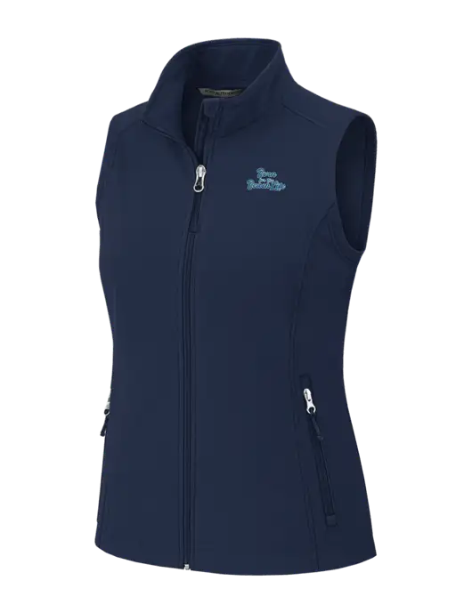 Navy Womens Core Soft Shell Vest w/Beach Life Text Logo