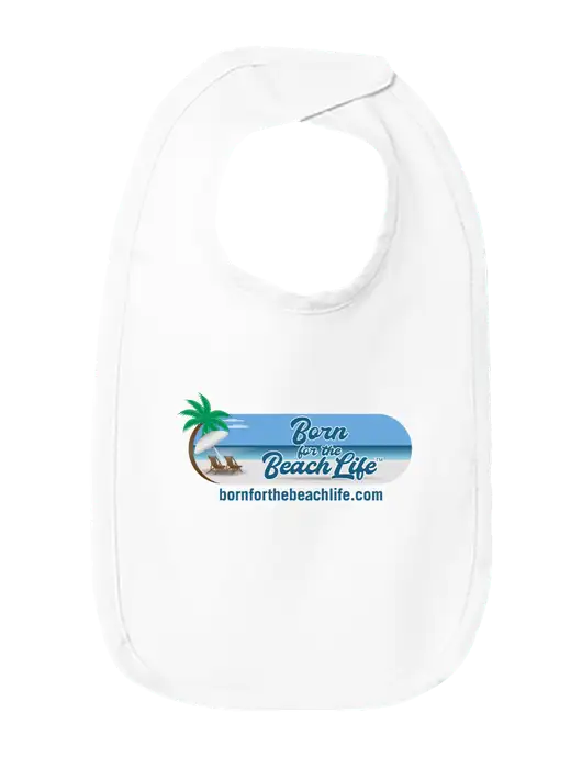 Rabbit Skins White Infant Premium Jersey Bib w/Beach Life Logo