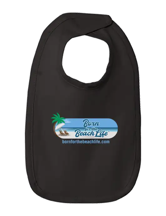 Rabbit Skins Black Infant Premium Jersey Bib w/Beach Life Logo
