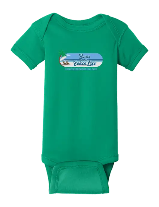 Rabbit Skins Kelly Infant Short Sleeve Baby Rib Bodysuit w/Beach Life Logo