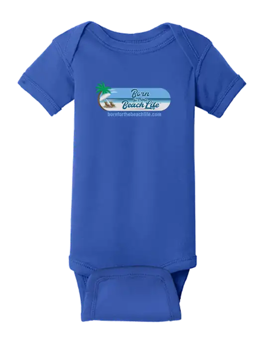 Rabbit Skins Royal Infant Short Sleeve Baby Rib Bodysuit w/Beach Life Logo
