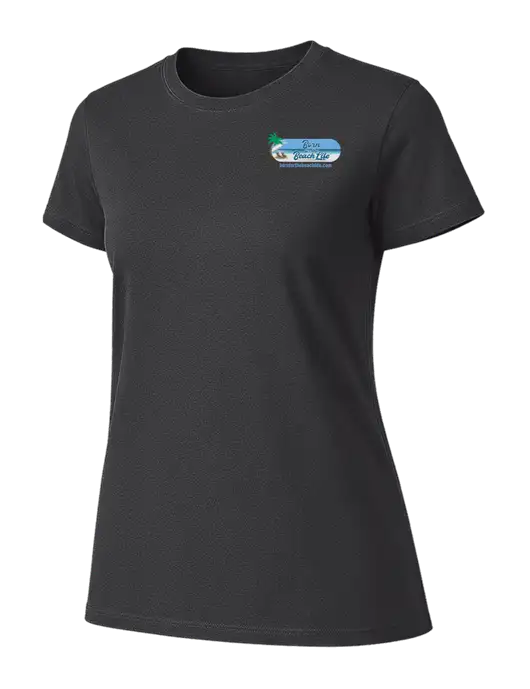 Womens Ring Spun Charcoal 4.5 oz T-Shirt w/Beach Life Logo