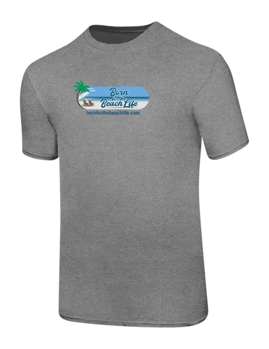 Ring Spun Light Heather Grey 4.5 oz T-Shirt w/Beach Life Logo