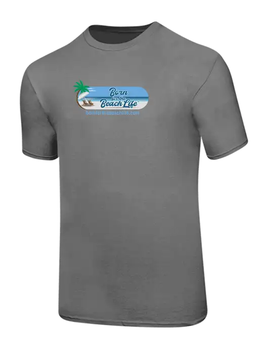 Ring Spun Medium Grey 4.5 oz T-Shirt w/Beach Life Logo