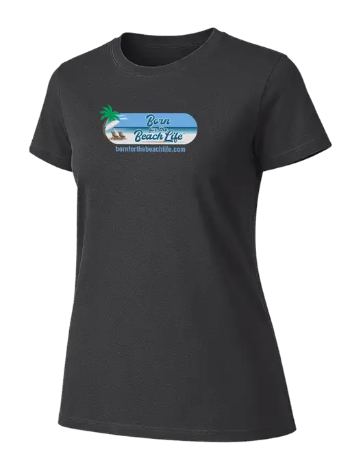 Womens Ring Spun Charcoal 4.5 oz T-Shirt w/Beach Life Logo