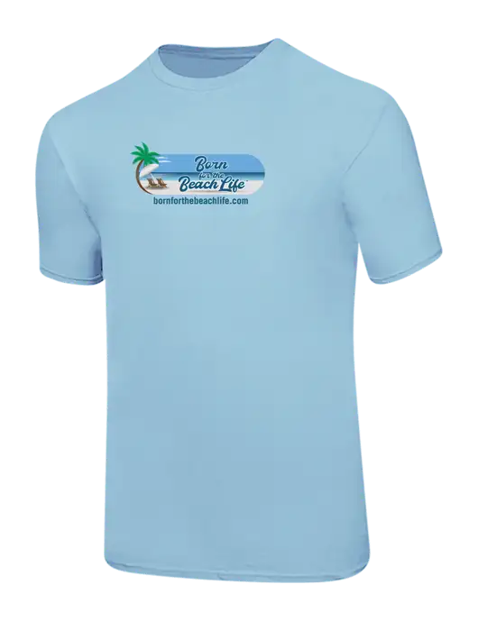 Ring Spun Light Blue 4.5 oz T-Shirt w/Beach Life Logo