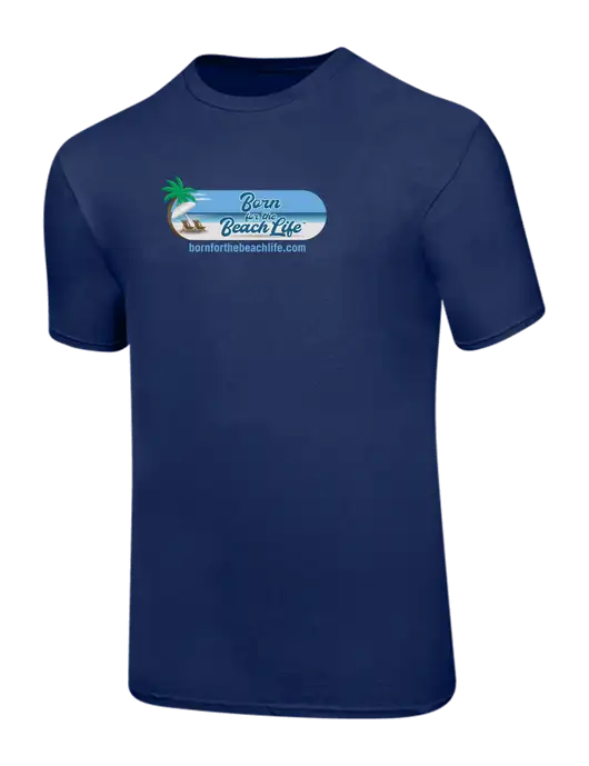 Ring Spun Navy 4.5 oz T-Shirt w/Beach Life Logo
