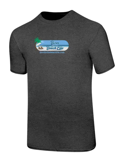 Ring Spun Dark Heather Grey 4.5 oz T-Shirt w/Beach Life Logo