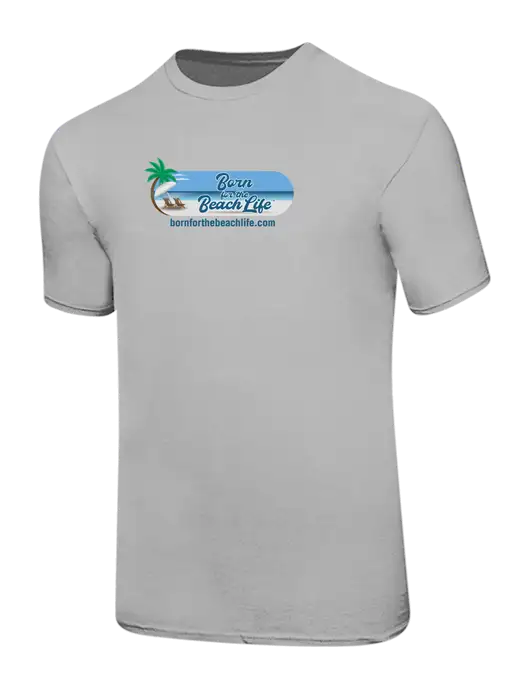 Ring Spun Silver 4.5 oz T-Shirt w/Beach Life Logo