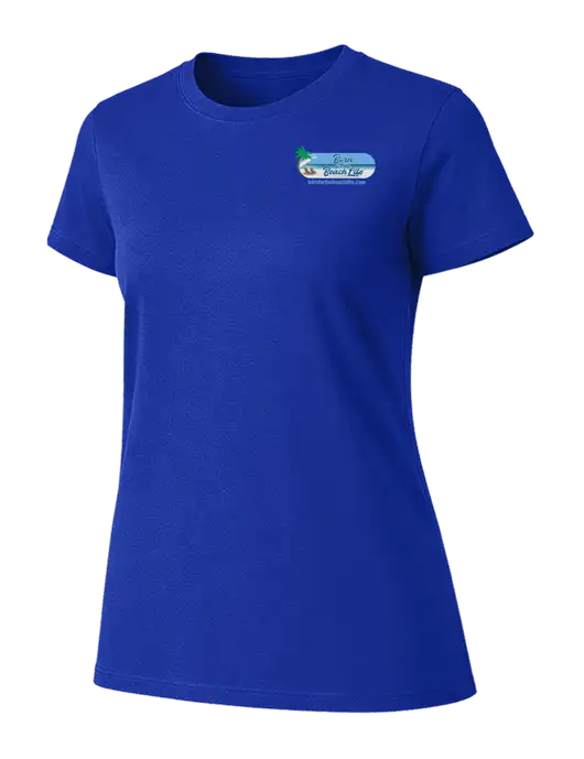 Womens Ring Spun Royal 4.5 oz T-Shirt w/Beach Life Logo