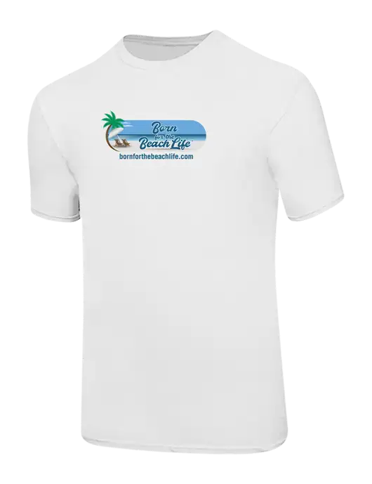 Ring Spun White 4.5 oz T-Shirt w/Beach Life Logo