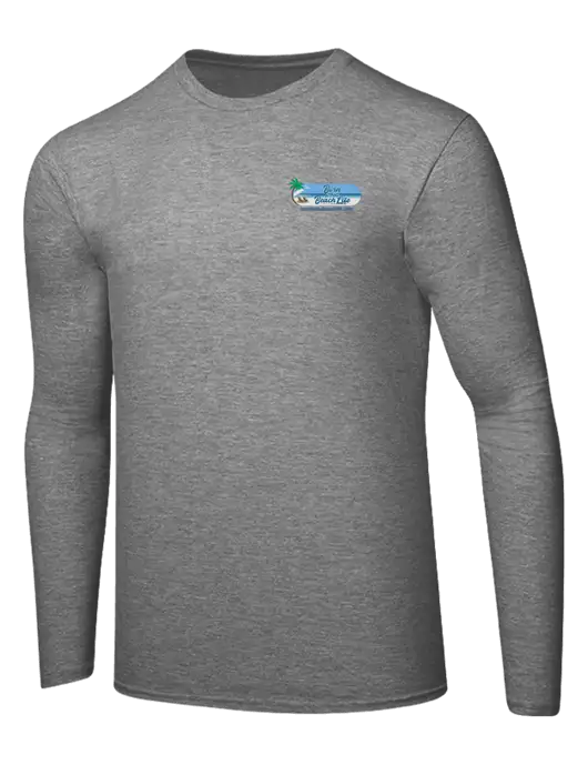 Ring Spun Light Heather Grey 4.5 oz Long Sleeve T-Shirt w/Beach Life Logo