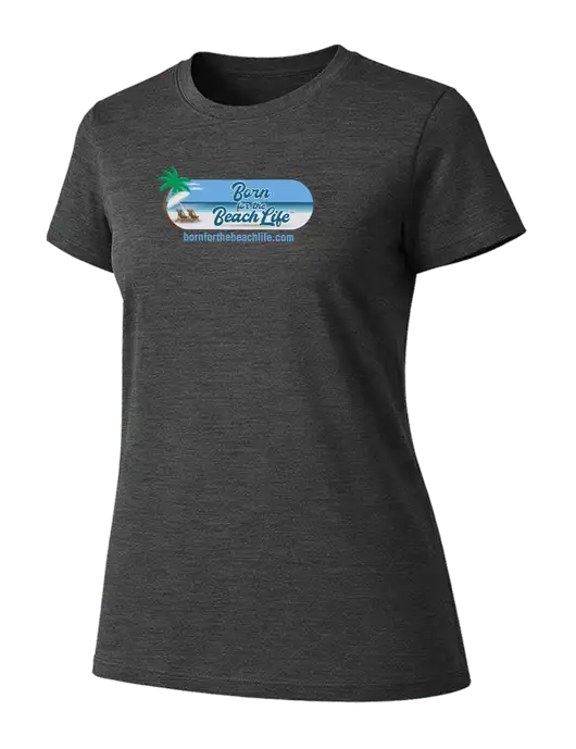 Womens Ring Spun Dark Heather Grey 4.5 oz T-Shirt w/Beach Life Logo