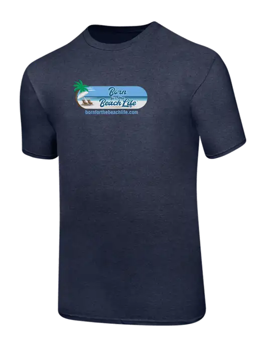 Ring Spun Heather Navy 4.5 oz T-Shirt w/Beach Life Logo