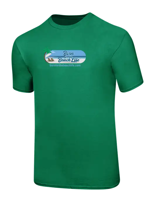 Ring Spun Kelly Green 4.5 oz T-Shirt w/Beach Life Logo