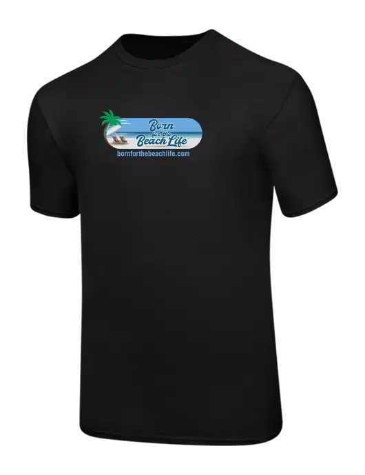 Ring Spun Jet Black 4.5 oz T-Shirt w/Beach Life Logo