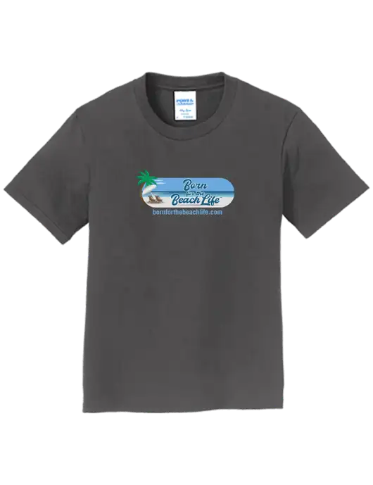 Youth Ring Spun Charcoal 4.5 oz T-Shirt w/Beach Life Logo