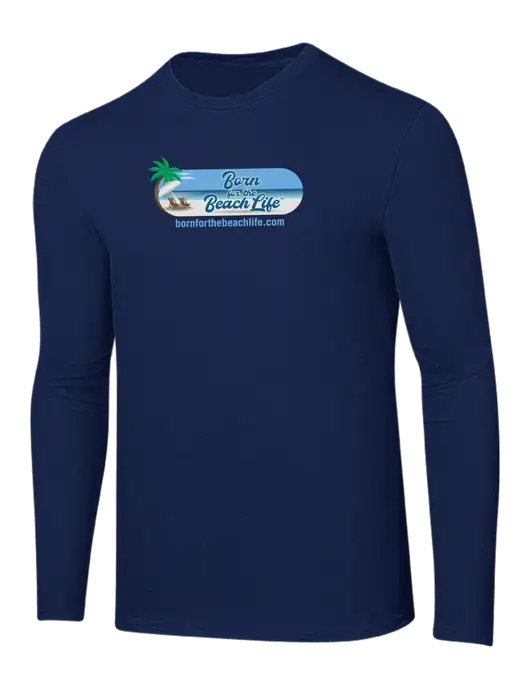 Ring Spun Navy 4.5 oz Long Sleeve T-Shirt w/Beach Life Logo