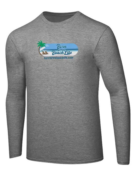 Ring Spun Light Heather Grey 4.5 oz Long Sleeve T-Shirt w/Beach Life Logo