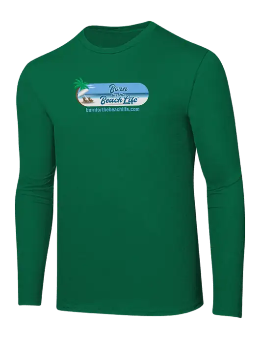 Ring Spun Kelly Green 4.5 oz Long Sleeve T-Shirt w/Beach Life Logo